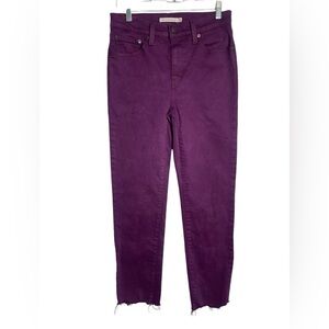 Levi’s 724 high rise straight jeans‎ size 28 purple with raw hem 💜
